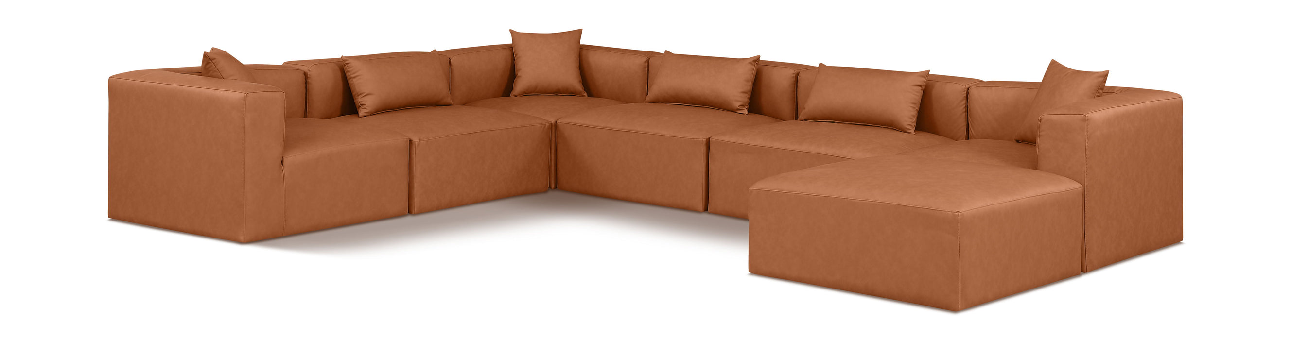 Cube - 7 Piece Modular Sectional - Cognac - Simple Home Plus