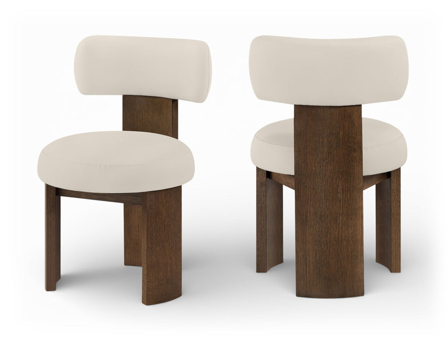 Atelier - Vegan Leather Upholstered Dining Chair (Set of 2) - Taupe / Painted Brown - Simple Home Plus