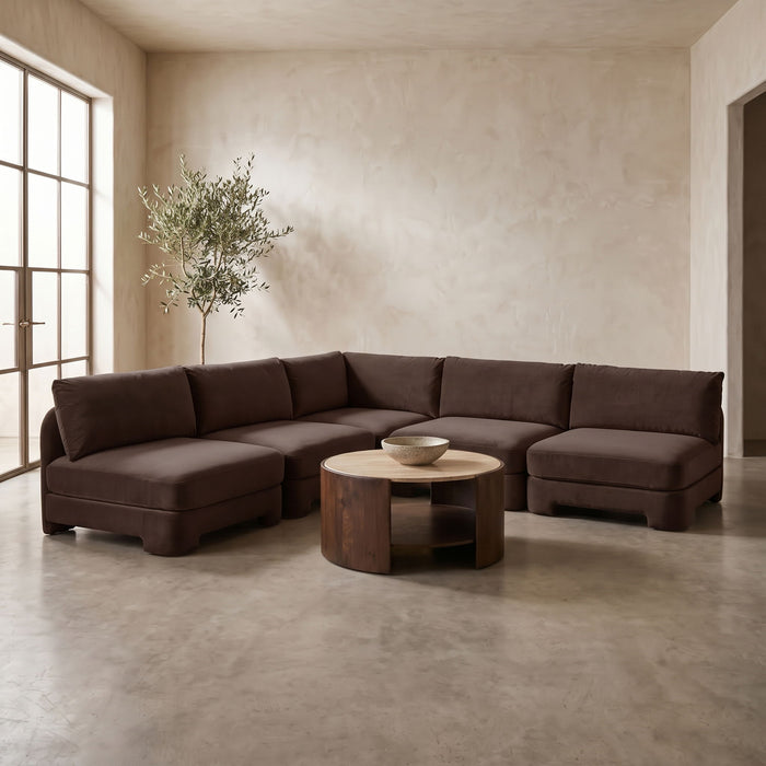Hammond - Velvet Performance Fabric Upholstered 5 Piece Armless Sectional - Simple Home Plus