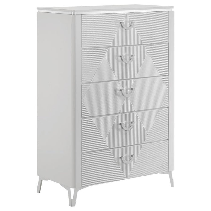 Cassia - 5-Drawer Bedroom Chest Of Drawers - White High Gloss - Simple Home Plus