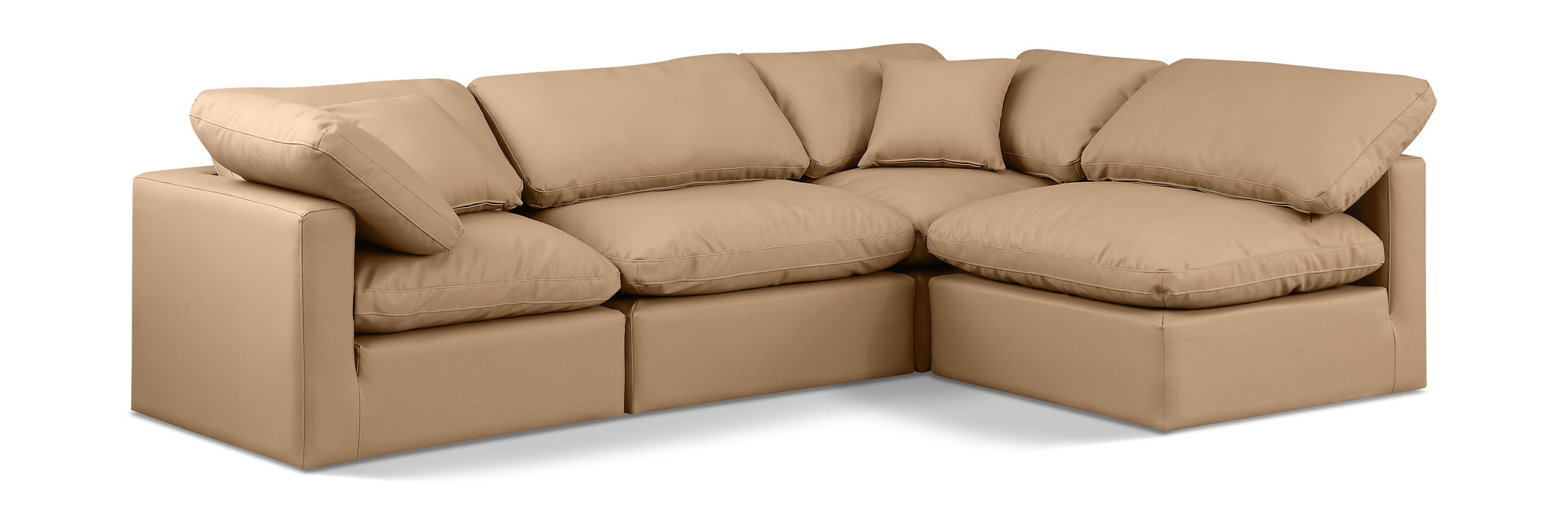Indulge - Faux Leather 4 Piece Modular Sectional - Tan - Simple Home Plus