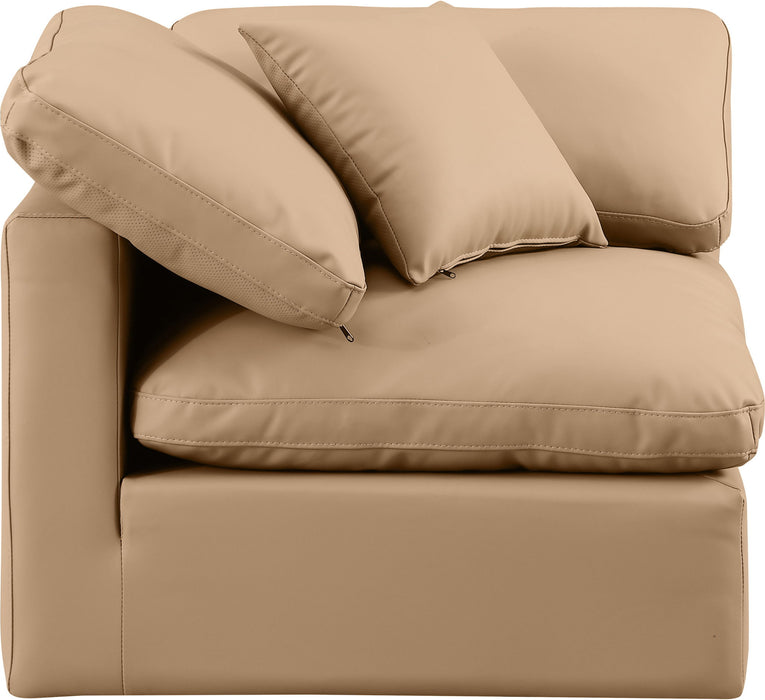 Indulge - Faux Leather Corner Chair - Tan - Simple Home Plus
