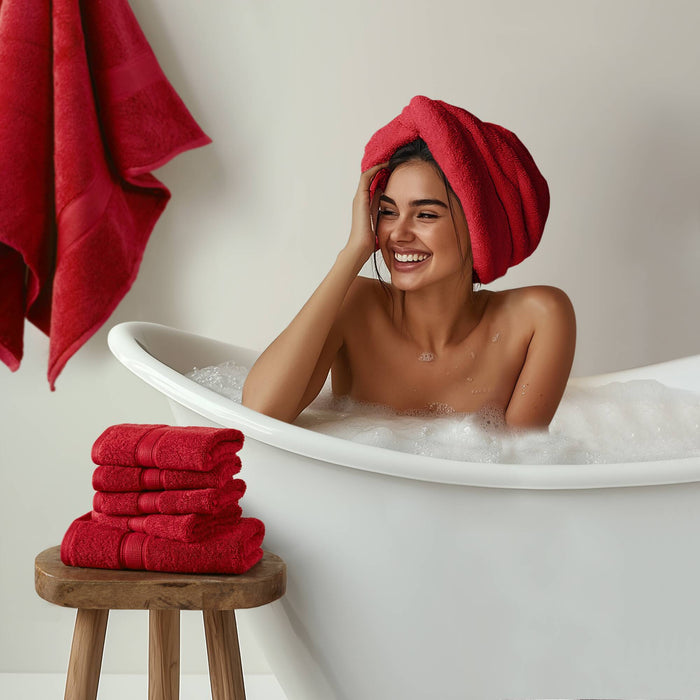 800GSM - Ultra-Soft Absorbent Towel Set - Bright Red - Simple Home Plus
