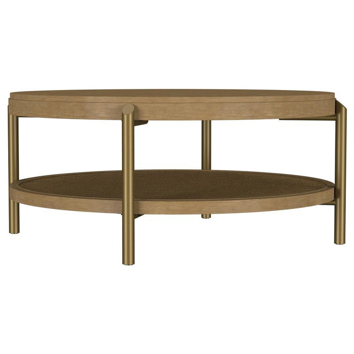 Arini - Round Coffee Table With Storage Shelf - Simple Home Plus