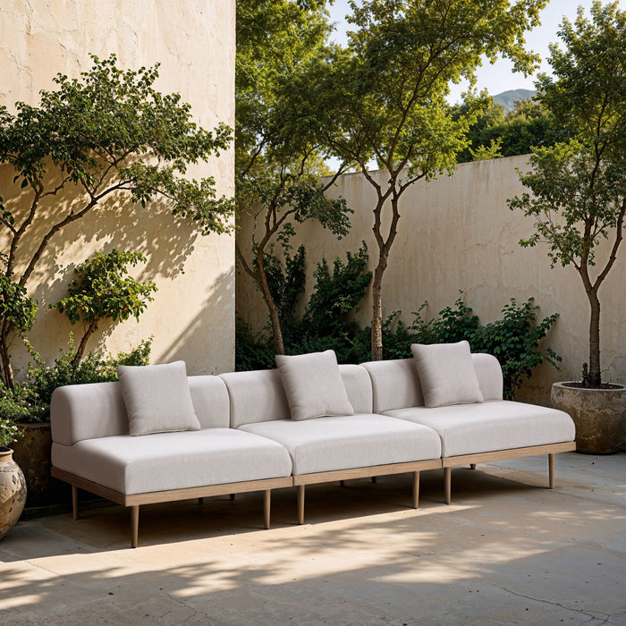 Laguna - 3 Piece Resilient Water Resistant Fabric 106.5" Outdoor Patio Armless Modular Sofa - Simple Home Plus