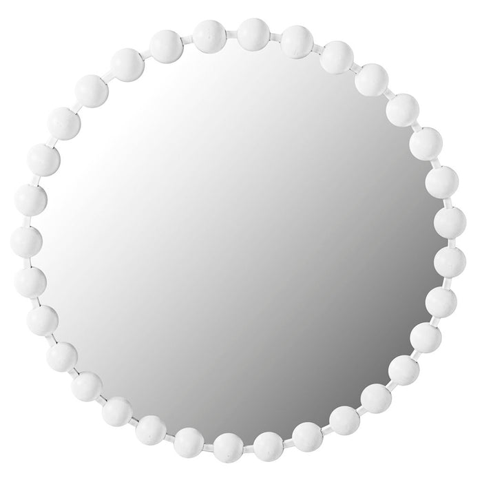 Marlowe - Beaded Round Wall Mirror - White - Simple Home Plus