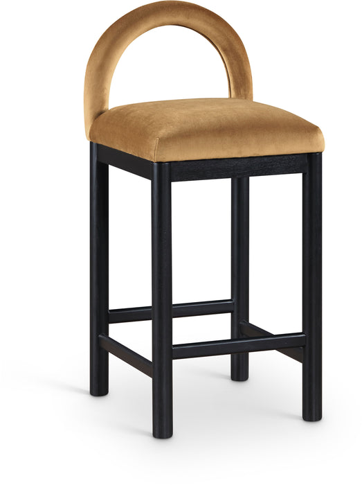 Conrad - Velvet Counter Stool With Black Legs - Simple Home Plus