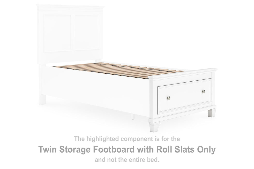 Fortman - Twin Storage Footboard With Roll Slats - White - Simple Home Plus