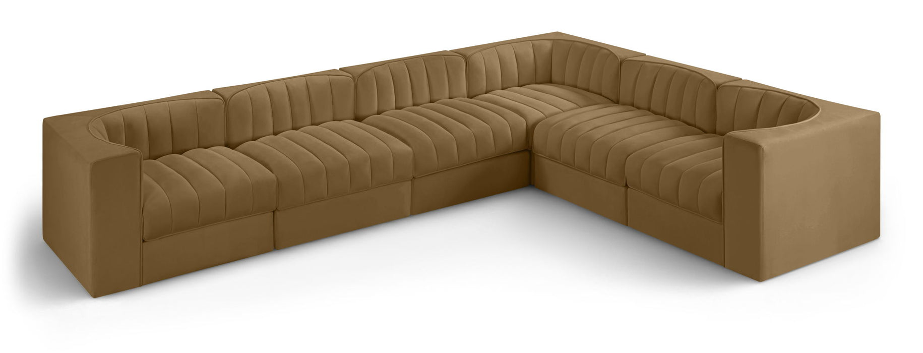 Rummi - Velvet Performance Fabric Upholstered 6 Piece Modular Sectional (With 3 Corner Chairs) - Simple Home Plus