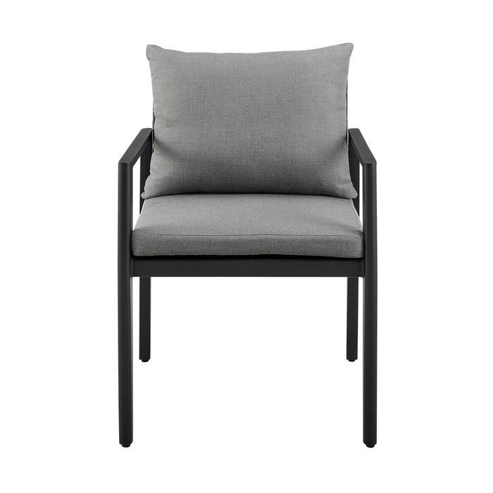 Cayman - Outdoor Patio Dining Chairs With Arms In Aluminum With Gray Cushions - (Set Of 2) - Simple Home Plus