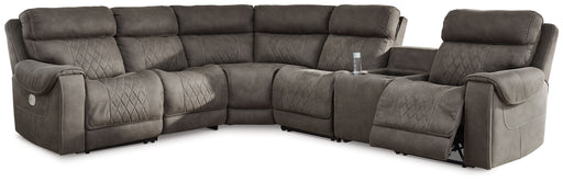 Hoopster - Gunmetal - Zero Wall Power Recliner with Console 6 Pc Sectional - Simple Home Plus