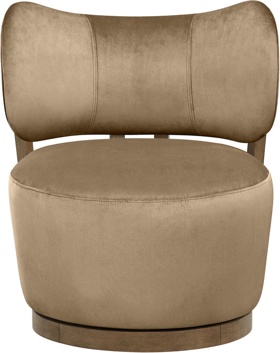 Elara - Velvet Upholstered Swivel Accent Chair - Stained Brown - Simple Home Plus