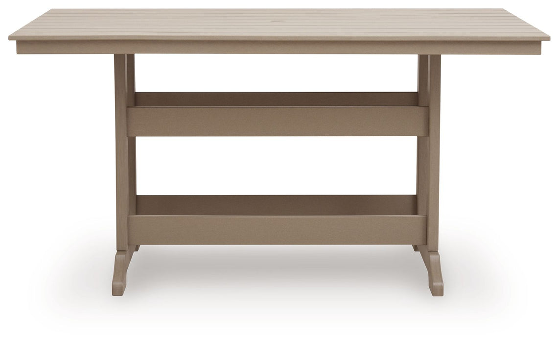 Seacliff Beach - Rectangular Counter Height Dining Table With Umbrella Option - Medium Brown - Simple Home Plus