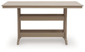 Seacliff Beach - Rectangular Counter Height Dining Table With Umbrella Option - Medium Brown - Simple Home Plus