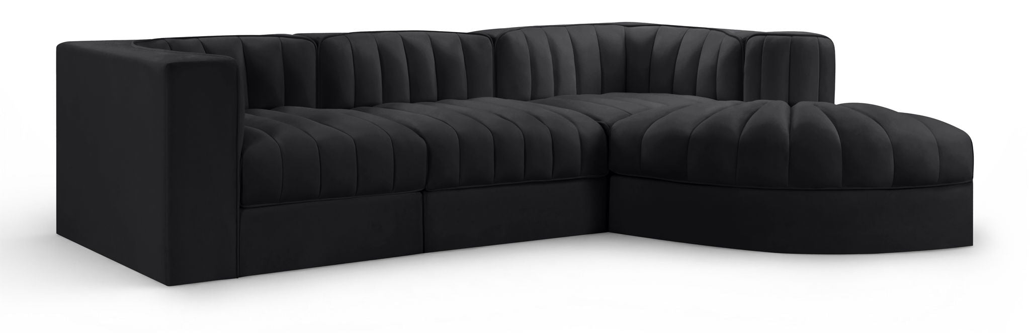 Rummi - Velvet Performance Fabric Upholstered 4 Piece Modular Sectional, With Reverse Corner Chair - Simple Home Plus