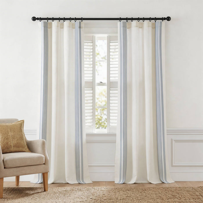 Morgan - 2 Window Panels With 16 Rings - White / Blue