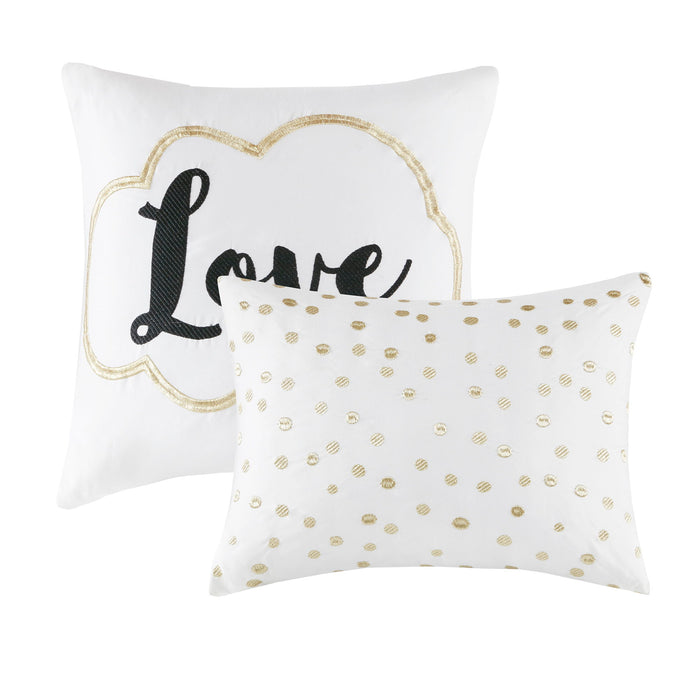 Raina - Brushed Microfiber Printed Comforter Set - Ivory / Gold - Simple Home Plus