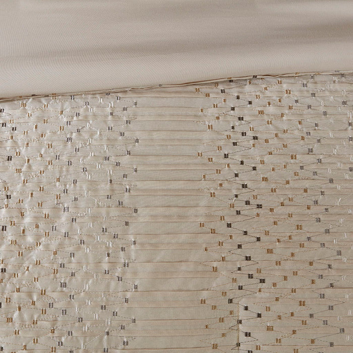 Camelia - Queen Embroidered Comforter (Set of 8) - Natural - Simple Home Plus