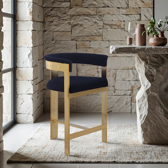 Romeo - Boucle Counter Stool With Gold Base (Set of 2) - Simple Home Plus