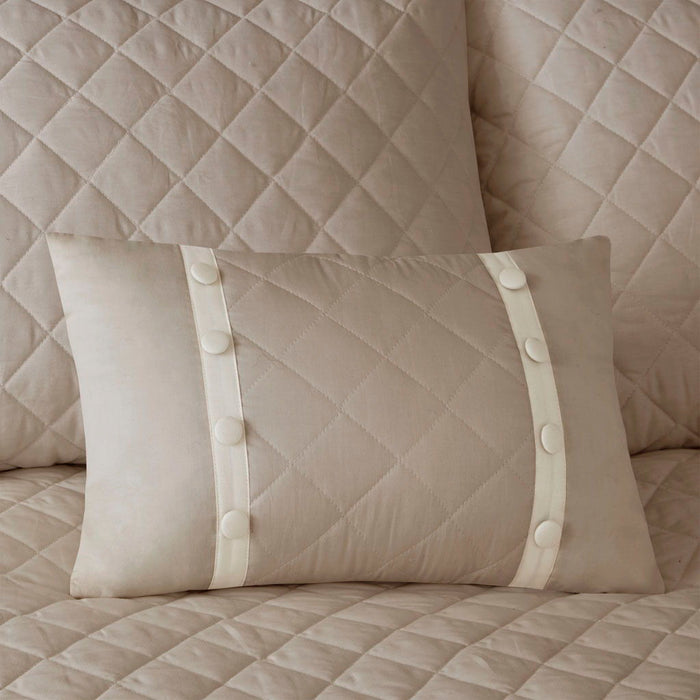 Breanna - King 4 Piece Reversible Tailored Bedspread Set - Neutral - Simple Home Plus