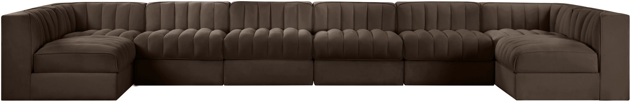 Rummi - Velvet Performance Fabric Upholstered 8 Piece Modular Sectional (With 2 Corner Chairs) - Simple Home Plus