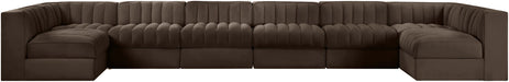 Rummi - Velvet Performance Fabric Upholstered 8 Piece Modular Sectional (With 2 Corner Chairs) - Simple Home Plus