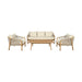 Cypress - Outdoor Patio 4 Piece Conversation Set - Blonde Eucalyptus / Ivory - Simple Home Plus