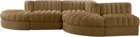 Rummi - Rounded Velvet Performance Fabric Upholstered 5 Piece Modular Sectional - Simple Home Plus