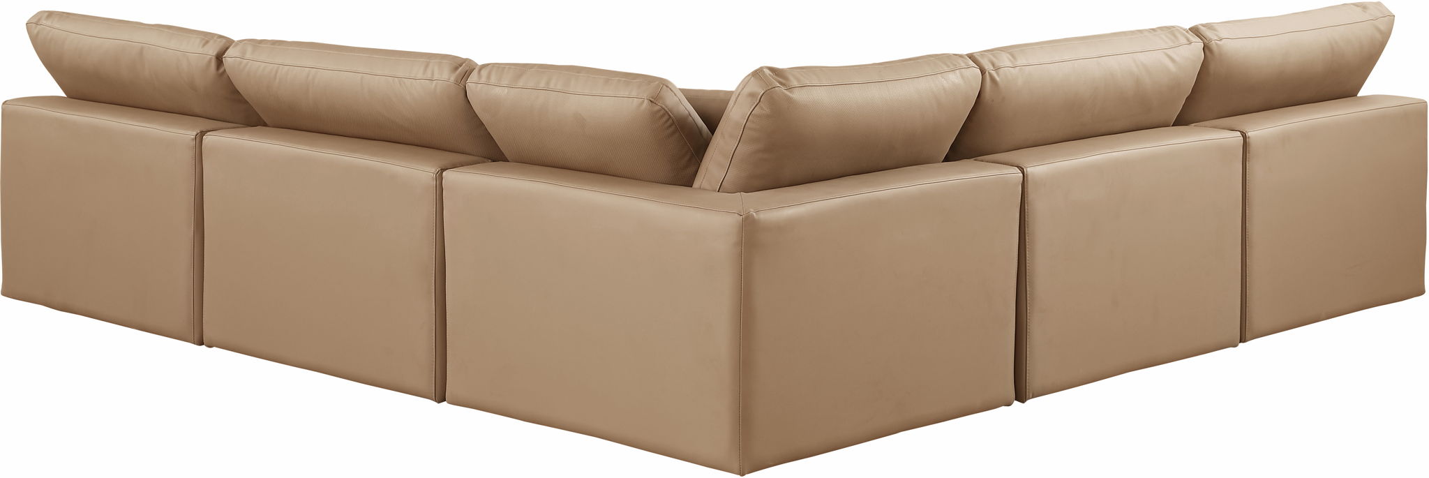 Comfy - 5 Piece Faux Leather Modular Corner Armless Sectional - Tan - Simple Home Plus