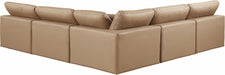 Comfy - 5 Piece Faux Leather Modular Corner Armless Sectional - Tan - Simple Home Plus