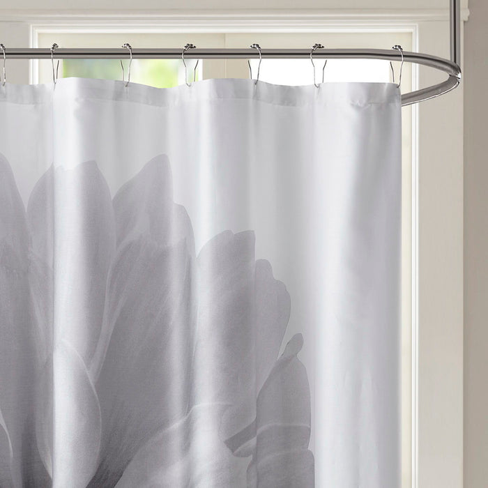 Norah - Printed Floral Shower Curtain - Gray - Simple Home Plus