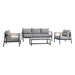 Crown - 4 Piece Black Aluminum And Teak Outdoor Seating Set With Dark Gray Cushions - Simple Home Plus