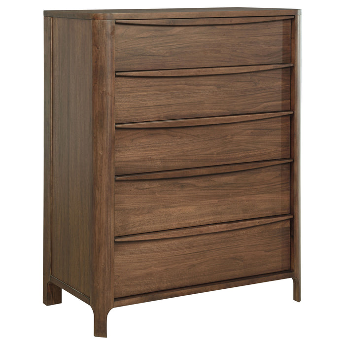 Maderia - 5-Drawer Chest Of Drawers - Walnut - Simple Home Plus