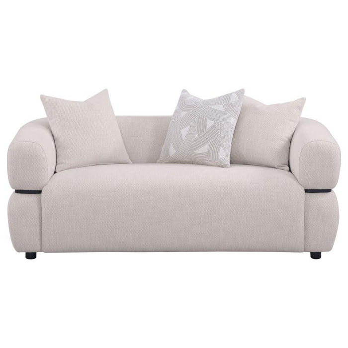 Jeanette - 73" Fabric Upholstered Round Arm Loveseat - Beige - Simple Home Plus