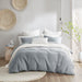 Ellis - 3 Piece Full Duvet Set - Heathered Gray - Simple Home Plus