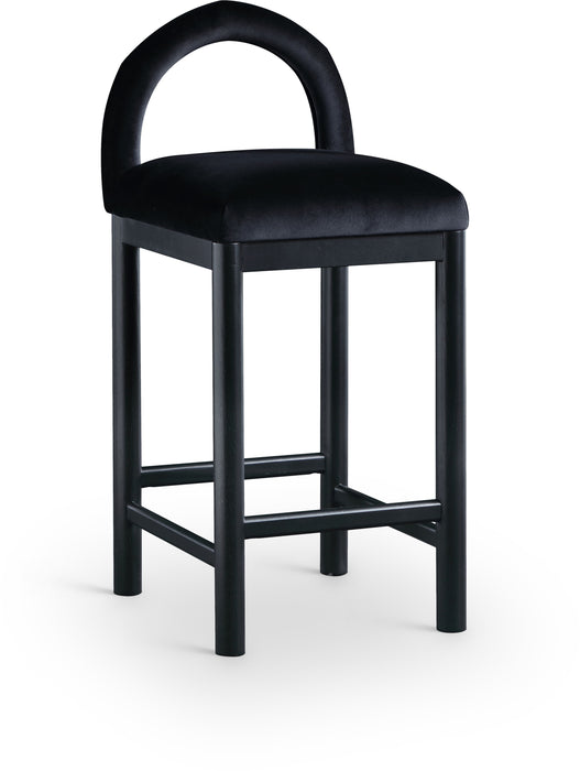 Conrad - Velvet Counter Stool With Black Legs - Simple Home Plus