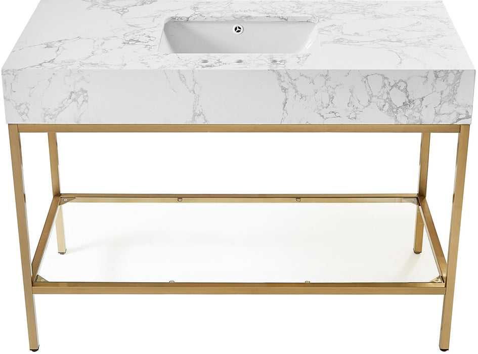 Marmo - Engineered Marble Bathroom Vanity With Gold Base - Simple Home Plus