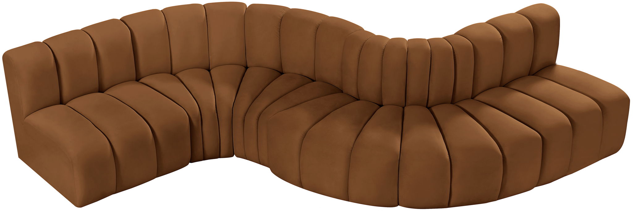 Arc - Velvet 6 Piece Curved Modular Sofa - Saddle - Simple Home Plus