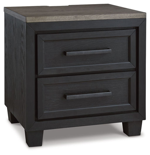 Foyland - Black / Brown - Two Drawer Night Stand - Simple Home Plus