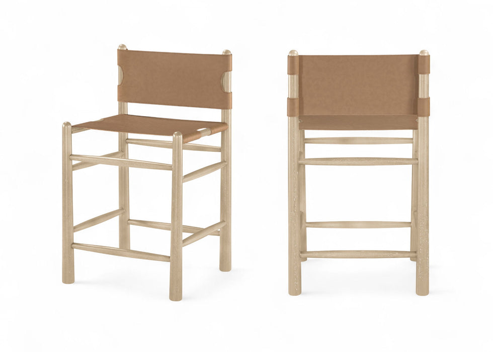 Santos - Upholstered Counter Stool With Stained Natural Base - Simple Home Plus