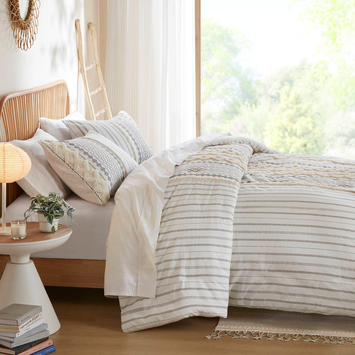 Imani - King Printed Duvet Cover Set With - Ivory