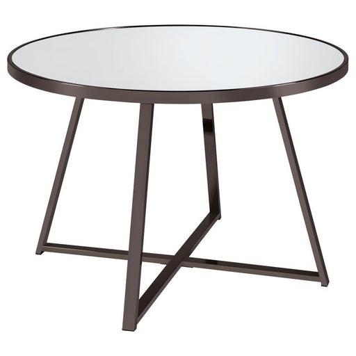 Jillian - Round Mirror Top Dining Table - Black Nickel - Simple Home Plus