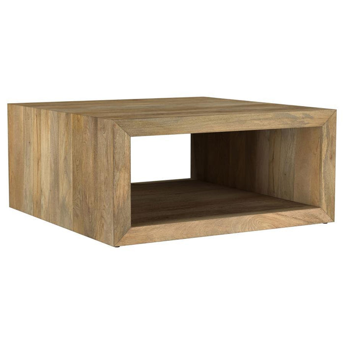 Benton - Square Solid Mango Wood Coffee Table - Natural - Simple Home Plus