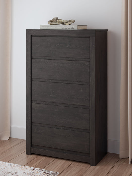 Fraluna - Charcoal - Five Drawer Chest - Simple Home Plus