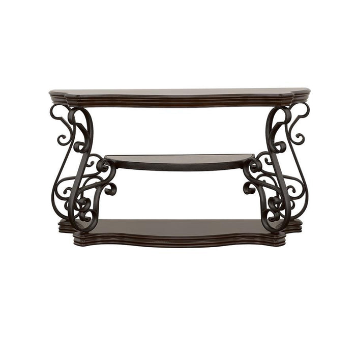 Laney - Scrollwork Entryway Sofa Console Table - Deep Merlot - Simple Home Plus