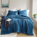 Avril - King/California King Fluffy Ribbed Plush Comforter Set - Blue - Simple Home Plus
