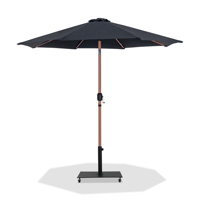 Fiji - Aluminum Patio Umbrella With Square Black And Teak Base - Simple Home Plus