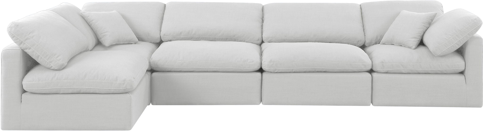 Indulge - Linen 5 Piece Modular Sectional - White - Simple Home Plus