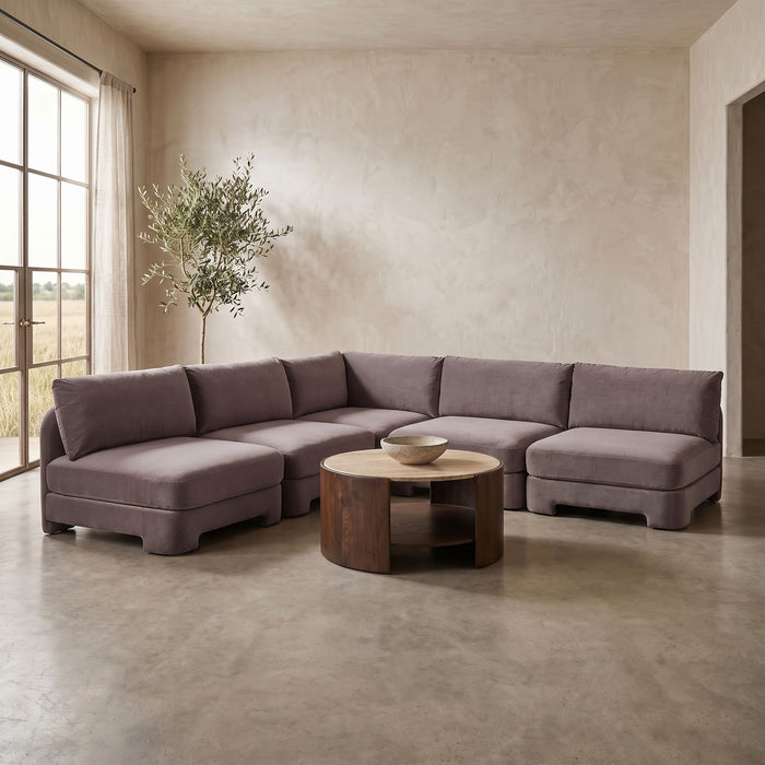 Hammond - Velvet Performance Fabric Upholstered 5 Piece Armless Sectional - Simple Home Plus