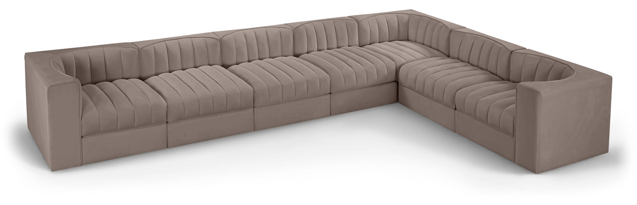 Rummi - Velvet Performance Fabric Upholstered 7 Piece Modular Sectional (With 3 Corner Chairs) - Simple Home Plus